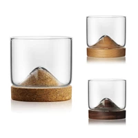 new whiskey glass small glass japanese style mountain wooden bottom wine glass originality creative thickening glass