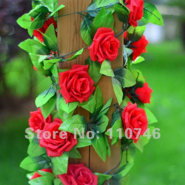 

2.4 M Extra Long Artificial Silk Crimping Rose Flower Vine Wisteria Garland Wedding Home Decor Rattan Free Shipping