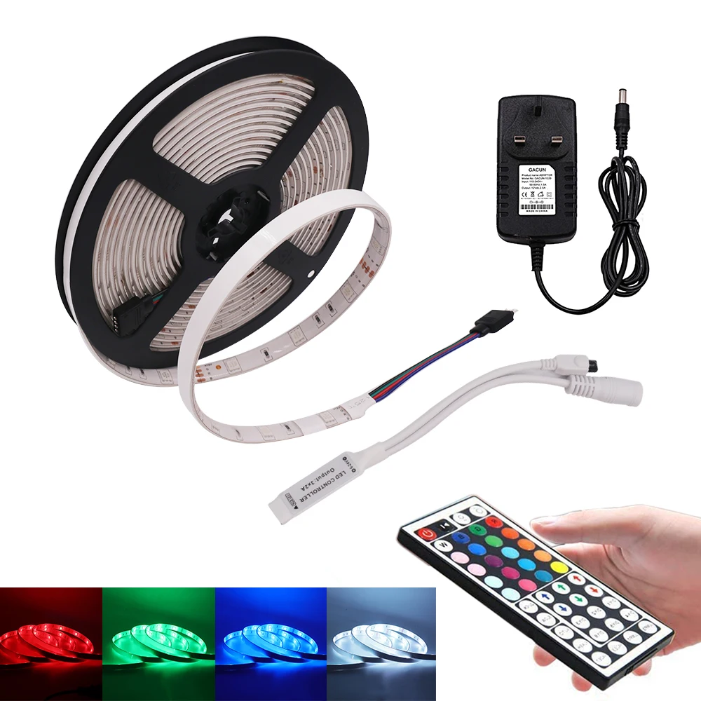 Светодиодная лента RGB 5 м 10 12 В постоянного тока SMD 5050 2835 60 светодиодов/метр гибкая