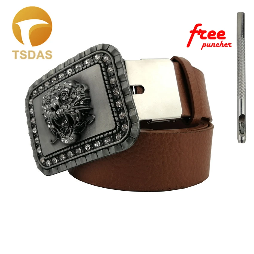 Cowboys металлические пряжки для ремня с бриллиантовой головой льва роскошные