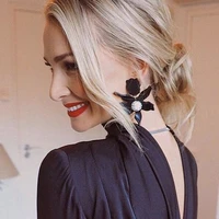 statement flower dangle drop earrings for women acrylic big white black pink flower earrings fashion holiday jewelry