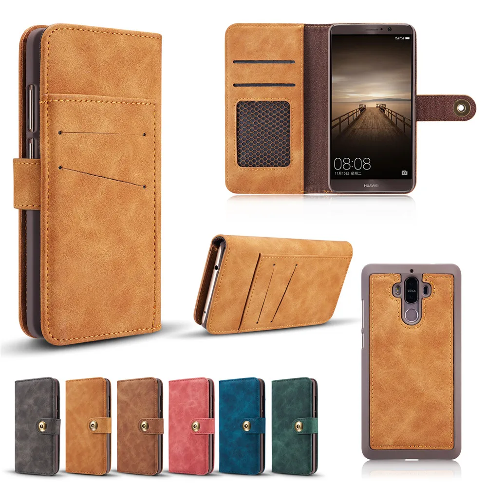 Retro Card Wallet Flip Removable Back Leather Case for Huawei Mate 9 P20 Pro Plus Lite NOVA 3E Magnetic Cover |