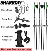 1 set archery spine 500 carbon arrow with string rope arrow rest bow stabilizer arm guard hand guard set recurve bow accessories