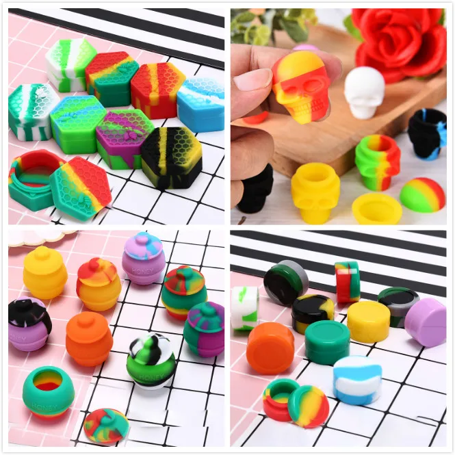 

3ml/5ml/26ml/35ml Silicone Container Big Hexagon Silicone Jar For Oil Wax Dab Cigarette Cream Easy To Hold And Carry