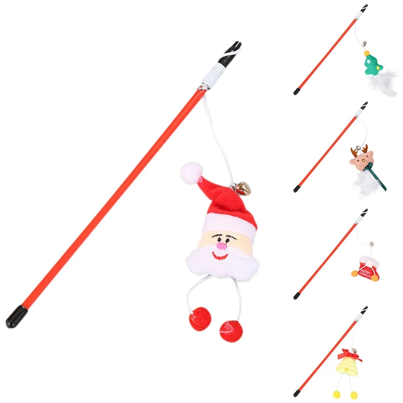 Рождество Дразнилка для кошки палочка игрушка с колокольчиком создать кота