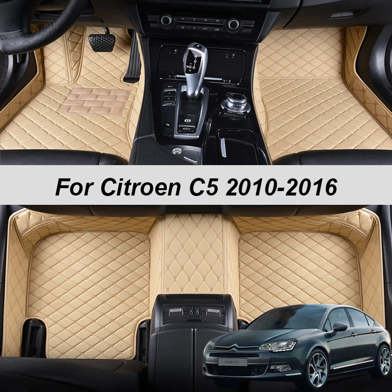 Luxury Leather 3D interior Parts Custom Car Mats With Pockets Floor Carpet Rugs For Citroen C5 2010-2016 accessories