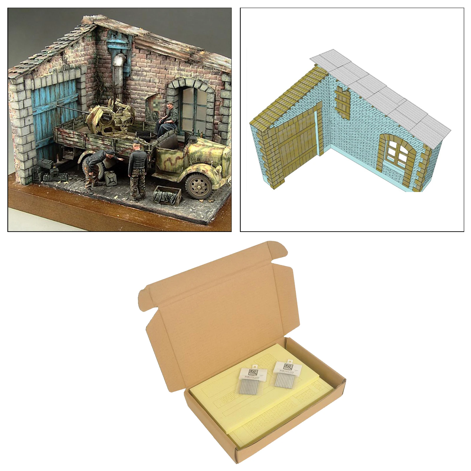 

DIY 3D Puzzles Wooden Ruins Corner House 1/35 Architecture Scenery Dioramas