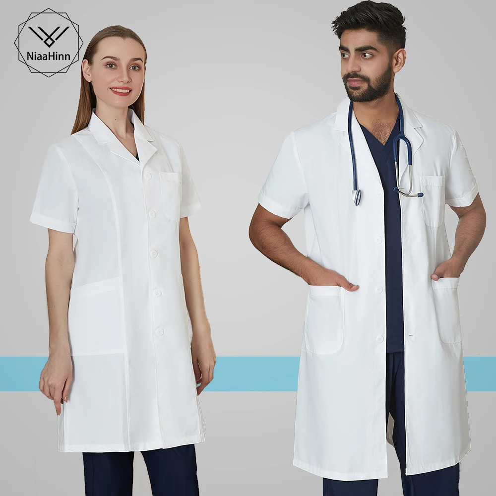 

Hospital nurse Uniform Professional Doctor White Coat Medical Clothes For Men Factory price short Sleeve health services Coat