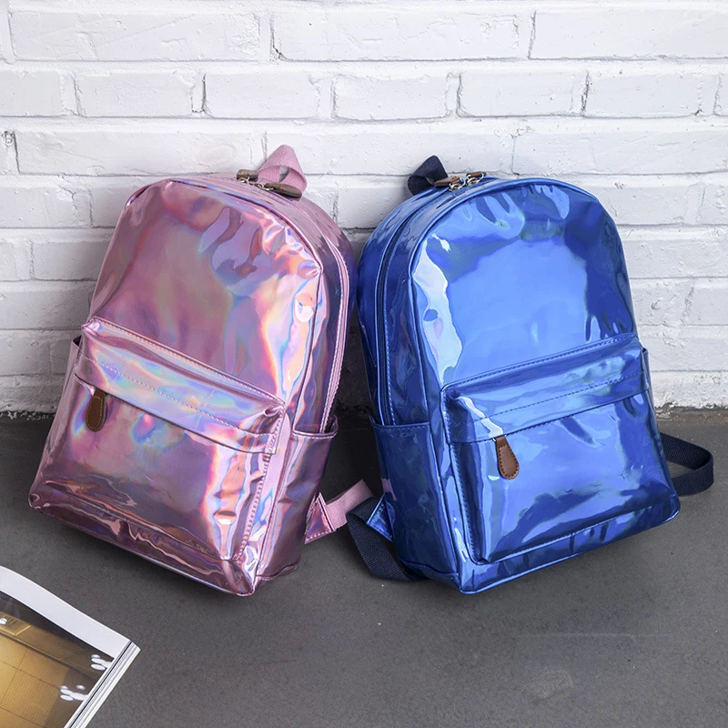 Backpacks Women Soft Laser PU Leather Bags For Teenage Girl Female Travel Young Lady Fashion Hologram School Bag |