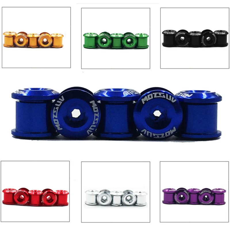 

5pcs Bicycle Chainring Bolts 4.9/6.4mm Aluminium Alloy Single Disc MTB Road Bike Chain Ring Bolt Screws Cycling Part Accessories