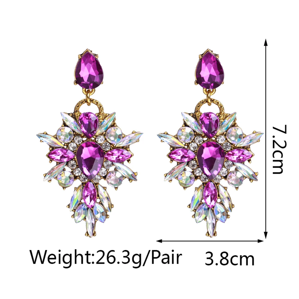 African Exaggerated Sparkly Crystal Dangle Drop Earrings For Women Vintage Fashion Best Friend Luxury Design Jewelry Wholesale images - 6