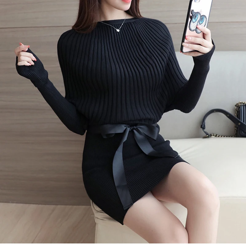 Элегантное облегающее платье с круглым вырезом женская трикотажная юбка осенне