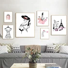 Духи плакат Nordic моды в Париже; Женская юбка цитаты Жираф акварельная картина на холсте абстракция настенная живопись Декор для дома