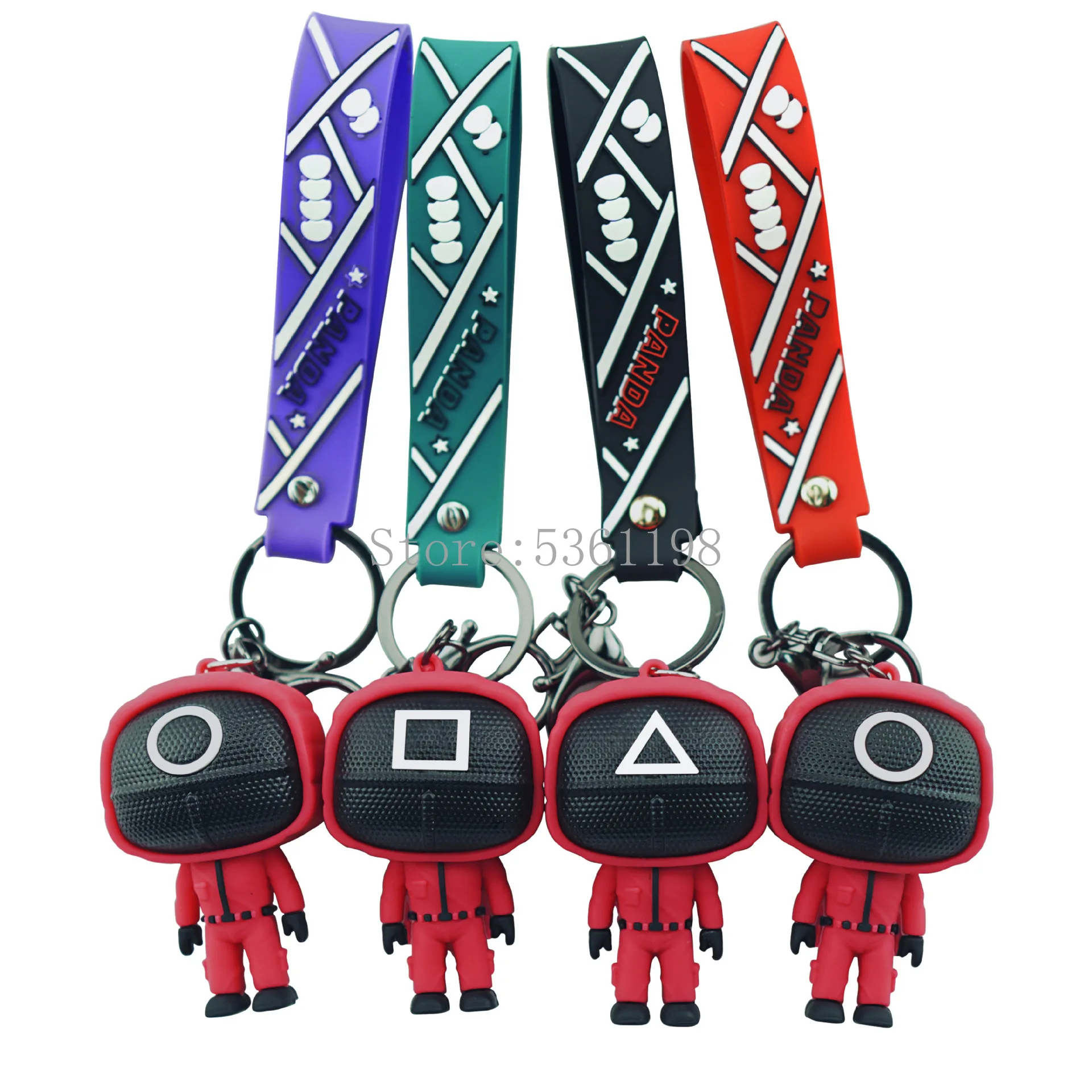 

Squid Game Figures Mask Keychain Charms Accessories Round Six Cosplay Keychains Squid Game Figurine Model Doll Gift Keychain