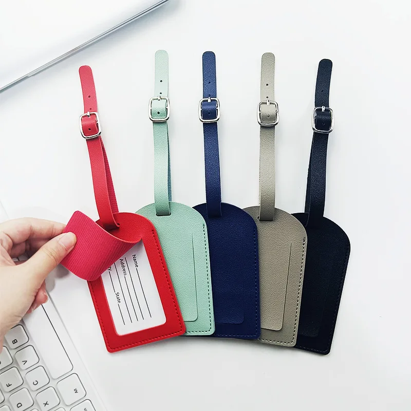 

Travel fashion solid color PU suitcase luggage tag tag bag pendant handbag portable travel accessories name ID card address tag