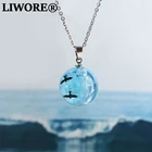 Модное женское ожерелье с подвеской в виде синего неба