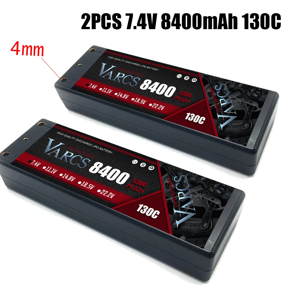 

2PCS VARCS Lipo Batteries 2S 7.4V 8400mAh 130C/260C HardCase for RC 1/8 /10 Car Off-Road Buggy Truck Boats Drone salash Parts