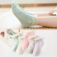 new spring toddler girls socks cute princess bow tie kids breathable mesh socks for children mickey design lace cotton socks