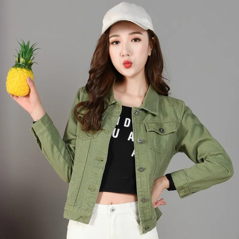 Модные летние приталенные короткие куртки в стиле ретро армейского зеленого