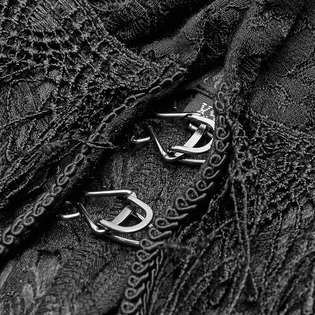

PUNK RAVE Women Gothic Lolita Shawl Shirt Jacquard Lace Hollow-out Slim Fit Sexy Evening Party Stage Performance Women Blouse