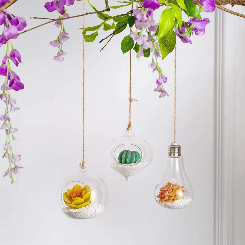 

Glass Hanging Planter, Light Bulb Shaped Hanging Air Plant Holders, Flower Pots Plant Containers Terrarium Hanging Glas