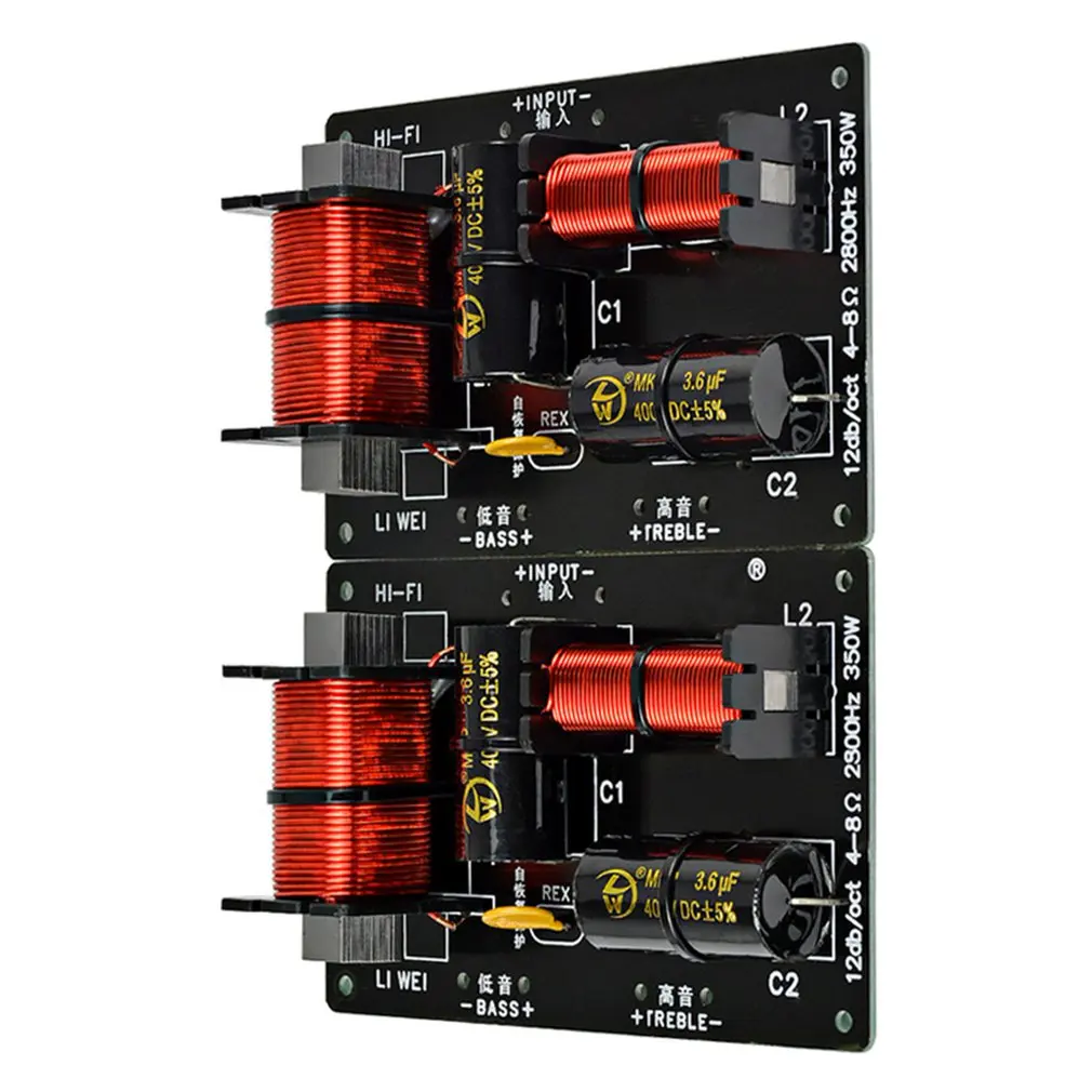 

350W 2-channel Crossover Audio Card Bass Tweeter 2800HZ Loudspeaker Frequency Divider Audio Sound Quality