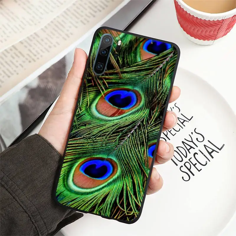 

Green blue peacock feathers Phone Case For Huawei honor Mate P 10 20 30 40 i 9 8 pro x Lite smart 2019 nova 5t