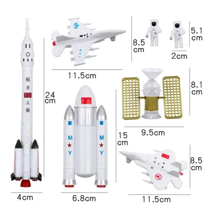 7Pcs Birthday Cake Decoration Space Shuttle Astronaut Aeronautical Model Exploration Rocket Scene Topper Ornaments | Дом и сад