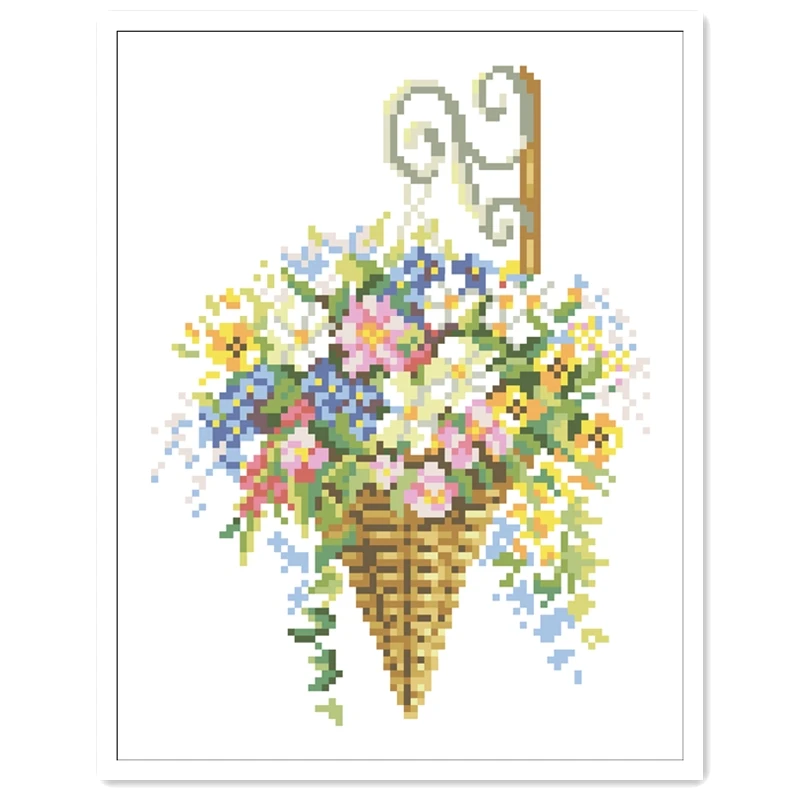 

flower pendant cross stitch kits blooms package 18ct 14ct 11ct cloth silk cotton thread embroidery needlework wall decor