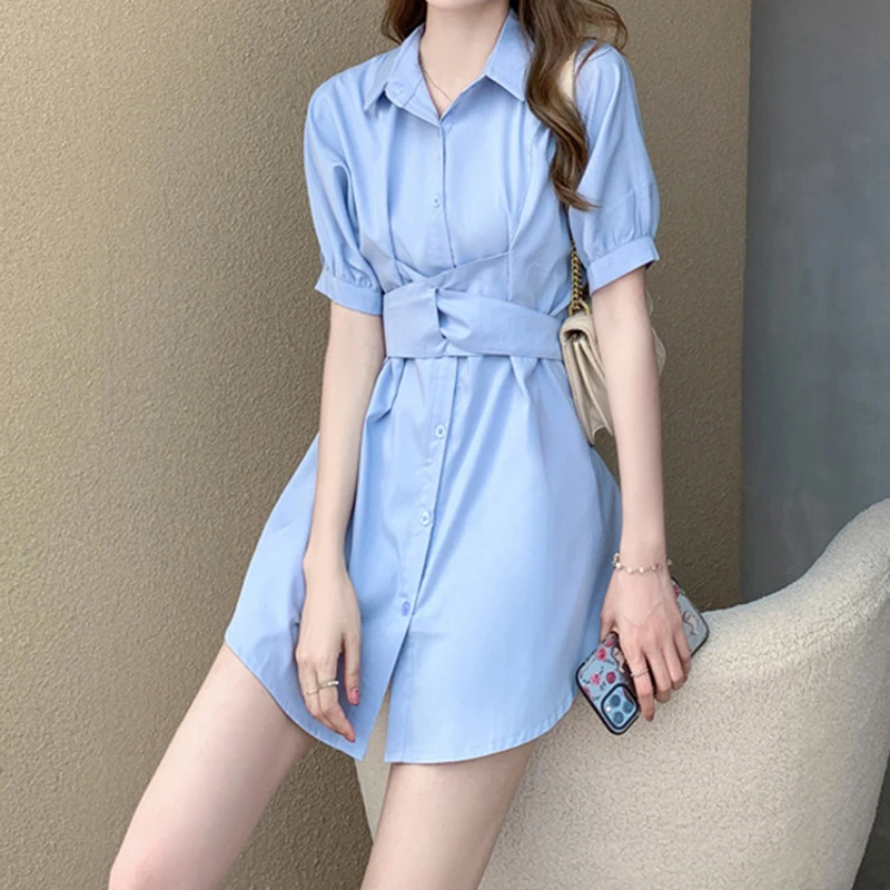 

Design Shirt Solid Short Pants Asymmetrical Sashes Lantern Sleeve Folds Long Shirts Women Loose Shorts 2 Piece Set
