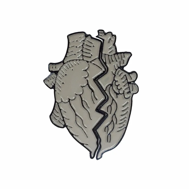 Значки с героями мультфильмов серые травмированные Броши сердечком для женщин