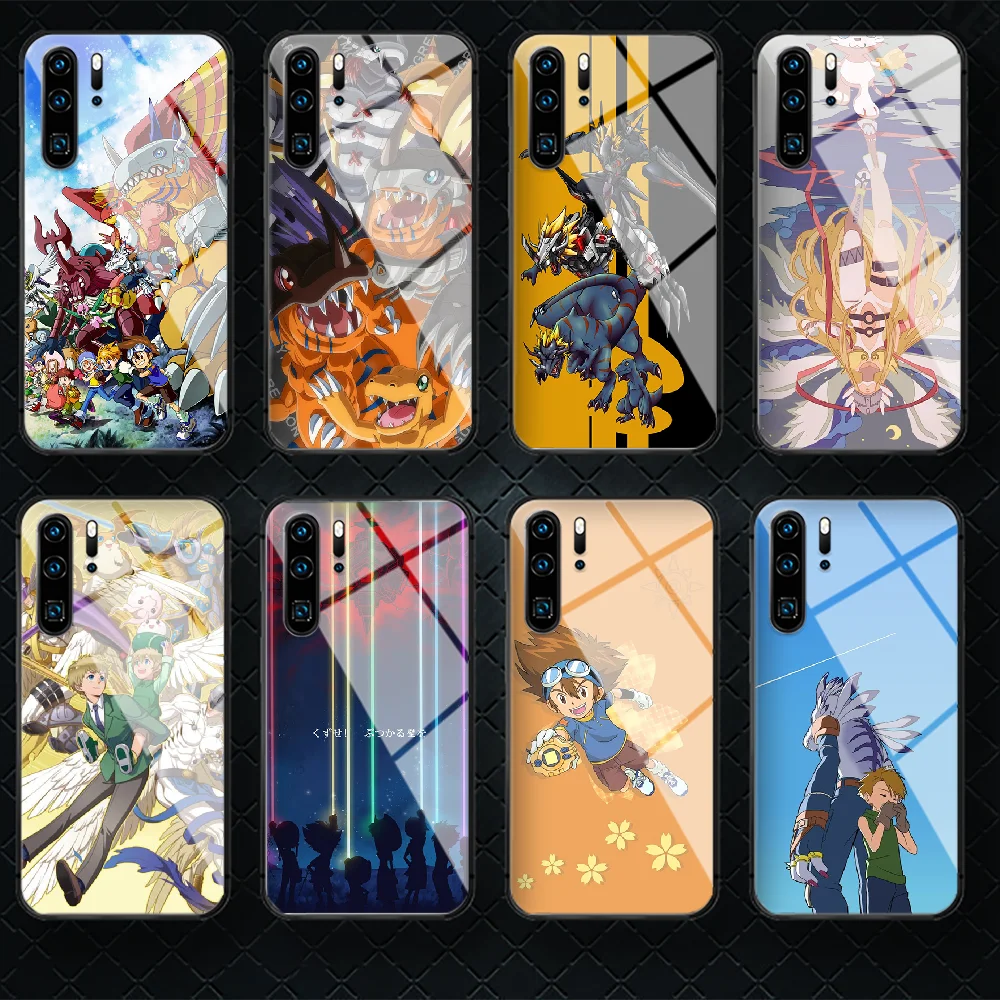 

Anime Digimons Tempered Glass Phone Case Cover For Huawei Honor Mate P 7 8 9 10 20 30 40 A X I Pro Lite Smart 2019 Shell Soft