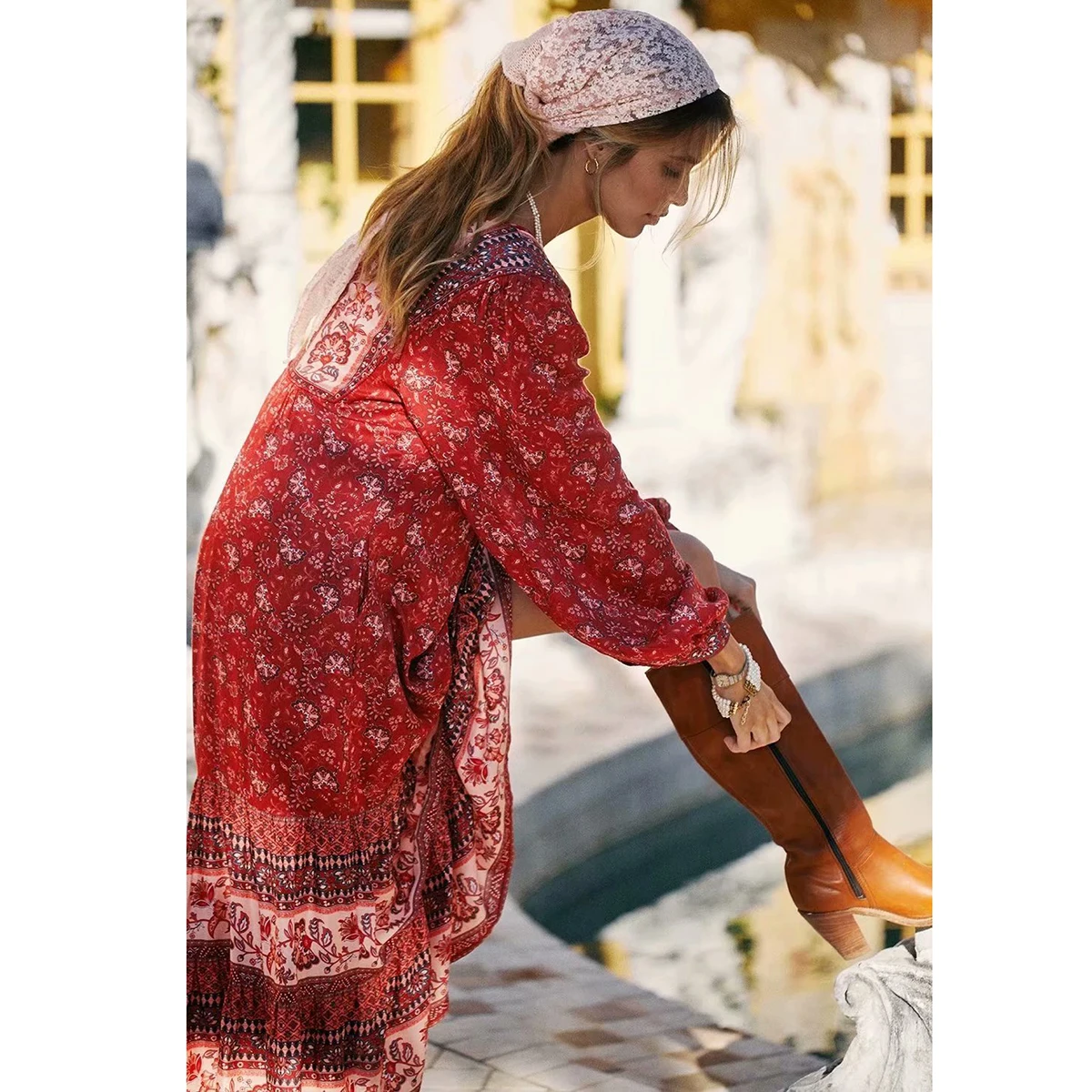 Женское платье с цветочным принтом Jastie повседневное пляжное миди длинным