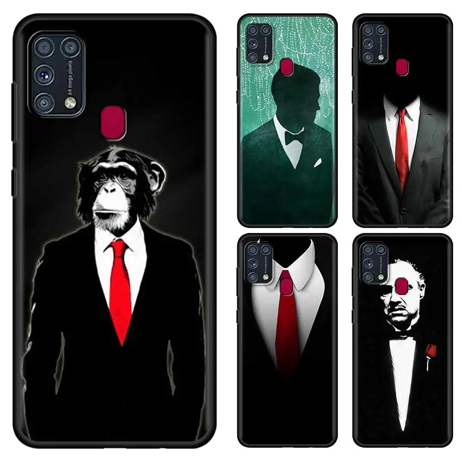 

Man Suit Shirt Tie Phone Case for Samsung Galaxy M31 M30s M51 M31s M32 M11 M22 M52 5G M01 A12 A51 A52 Cover Fundas Coque