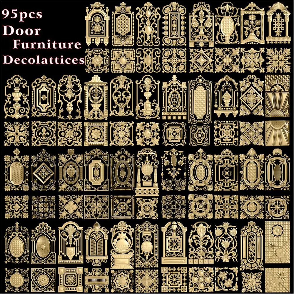 

95 шт. door_furniture _ декоративные решетки 3d модель STL рельеф для фрезерного станка с ЧПУ 3-осевой гравер ArtCam аспиратор _ дверной Декор