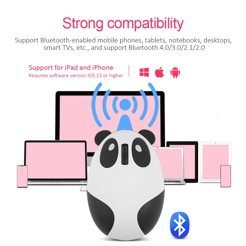 CHUYI Беспроводная Bluetooth 3 0 мышь перезаряжаемая Милая мультяшная панда дизайн 1200 dpi