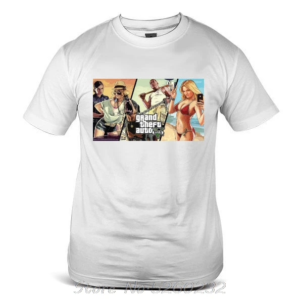 

7760-WH GTA Grand Theft Auto Swag Streetwear Games White Mens Tee T-Shirt New Pure Cotton Short Sleeves Fashion Mens T-Shirt