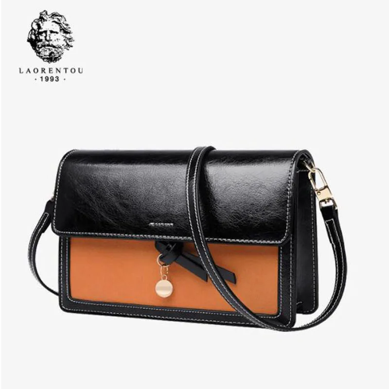 

LAORENTOU New Women leather handbags quality cowhide fashion patchwork women bag women leather shoulder Crossbody bag