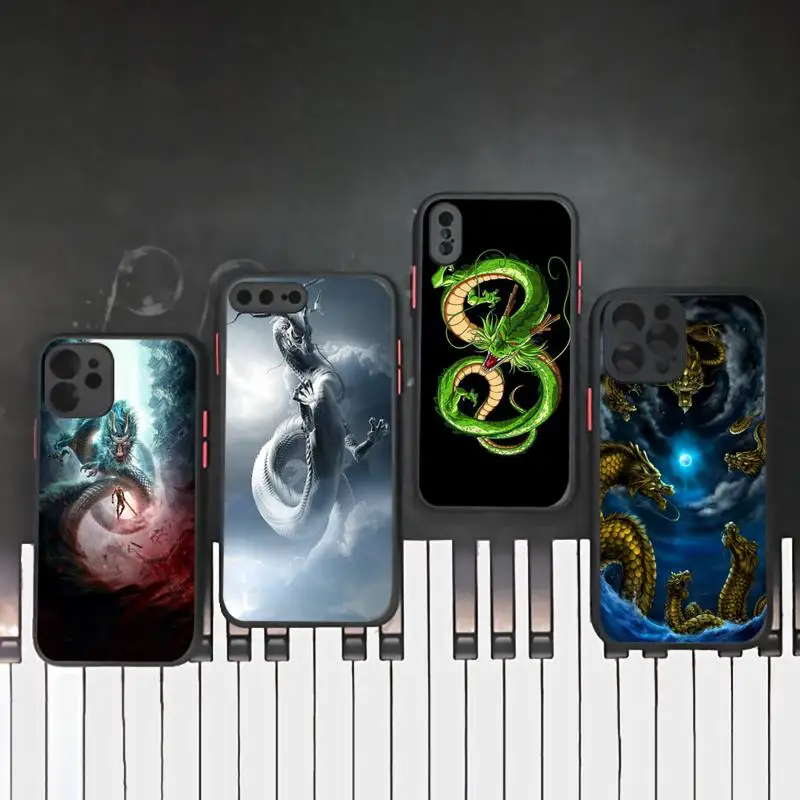 

Cartoon anime Chinese Dragon Phone Case Matte Transparent for iPhone 7 8 11 12 s mini pro X XS XR MAX Plus mobile bags