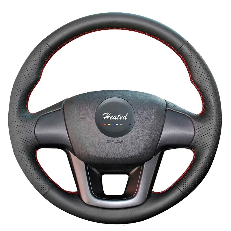 Чехол с подогревом для Kia K2 Rio 3 2011 2012 2013 из кожи и микрофибры|on the steering wheel|cover on