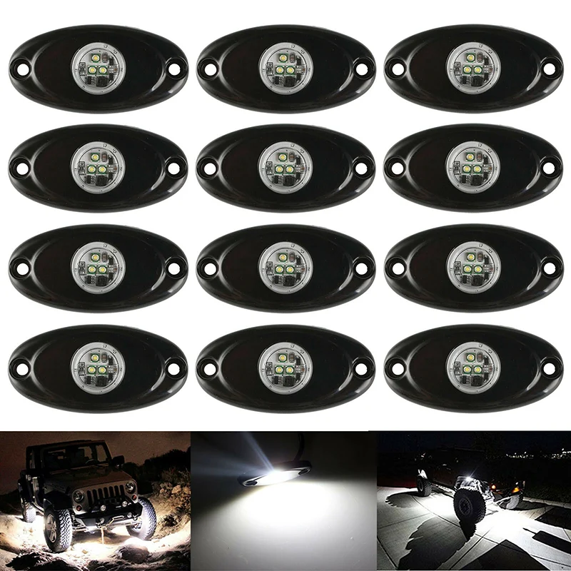 

Newest 12pcs 9W White LED Rock Light Compatible for JEEP SUV Offroad Truck Boat Underbody Lamp