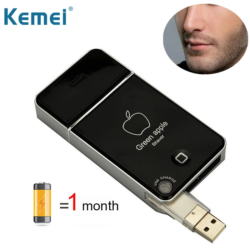 Kemei мини электробритва для мужчин USB беспроводной триммер бороды портативная