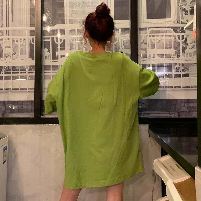 Летние женские футболки с мультяшным принтом винтажные длинные рубашки коротким