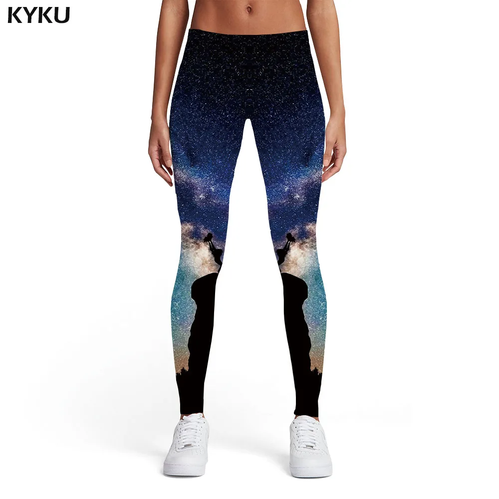 KYKU galaxy Леггинсы женские Aurora 3d ПРИНТ зеленые женские туманности эластичные Harajuku леггинсы женские s легинсы, штаны для фитнеса джеггинсы