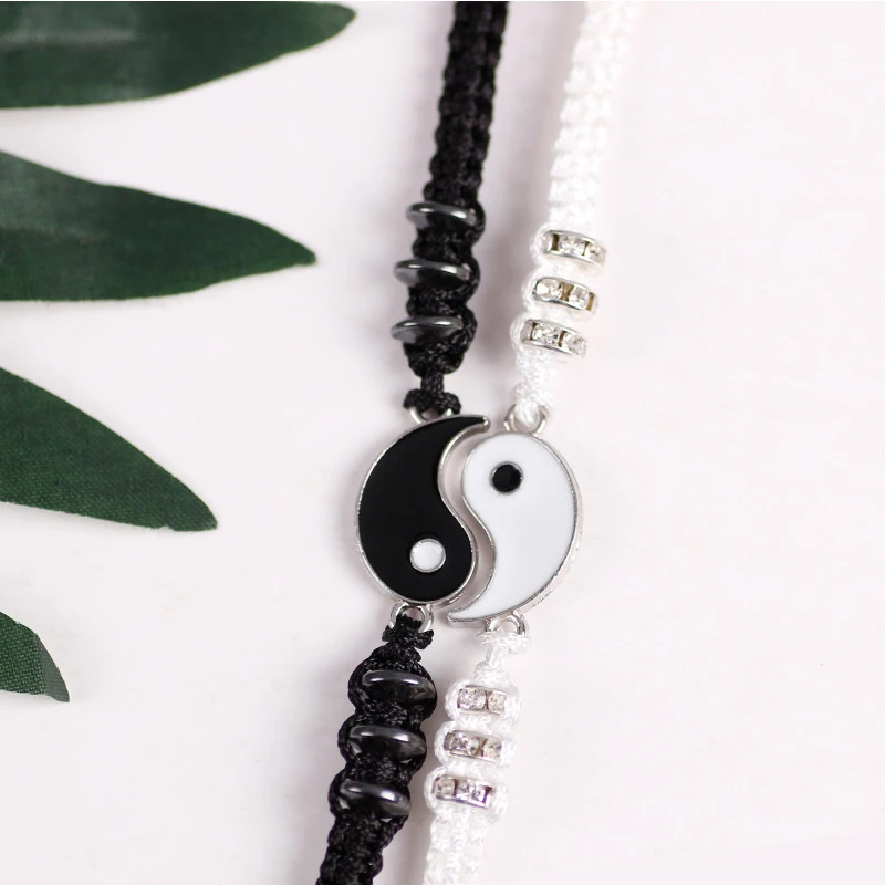 

1Pair Couple Bracelet Chinese Retro Tai Chi Gossip Banish Bad Luck Hand Woven Rope BFF Best Friend Friendship Jewelry
