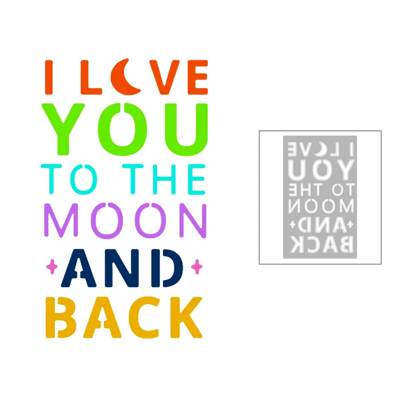 

2020 New Rectangle Background Embossing Metal Cutting Dies For DIY Word I Love You Moon Cut Greeting Card Scrapbooking No Stamps