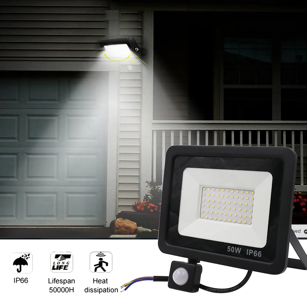 

PIR Motion Sensor LED Floodlight 10W 20W 30W 50W 100W Outdoor Waterproof LED Spotlight flood light for Garden Street Lighting