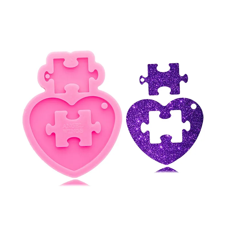 

Mold Keychain Molds Resin Craft Silicone Epoxy Clay Heart Puzzle Glossy