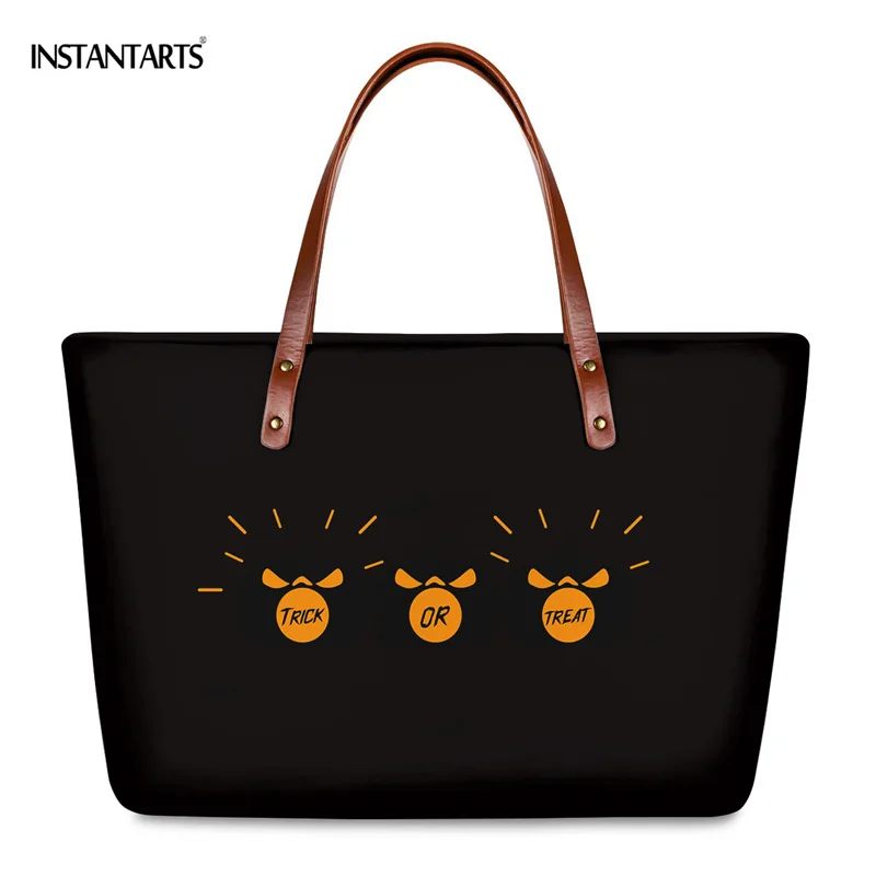 

Женские большие сумки INSTANTARTS с рисунком тыквы на Хэллоуин, модные женские дорожные сумки на плечо