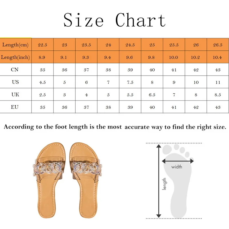 

Fashion sexy roman style transparent chain decoration flat outdoor female slippers 2021 summer new style Plus Size Beach Slipper